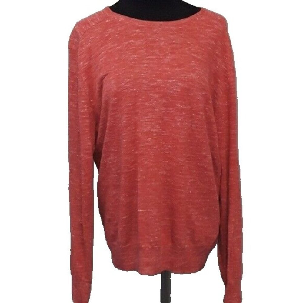 J. Crew Womens Sweater Medium Orange Heather Linen Blend Pullover Preppy